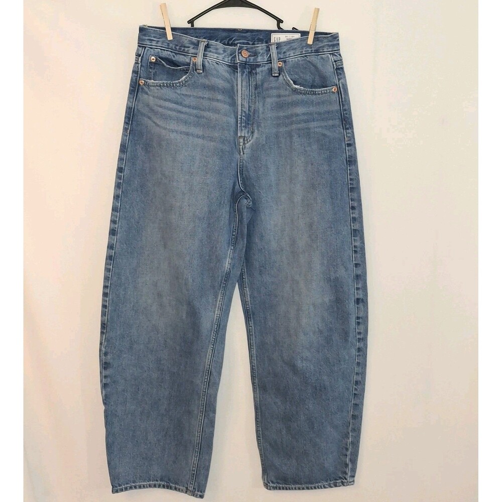 Gap Sz 10R Barrel High Rise Relaxed Tapered Jeans Womens Blue Medium Wash Denim